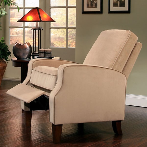 Abbyson Living Camden Beige Microsuede Pushback Recliner