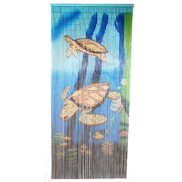 Handcrafted Sea Turtle Scene Painted Bamboo Curtain (Vietnam)