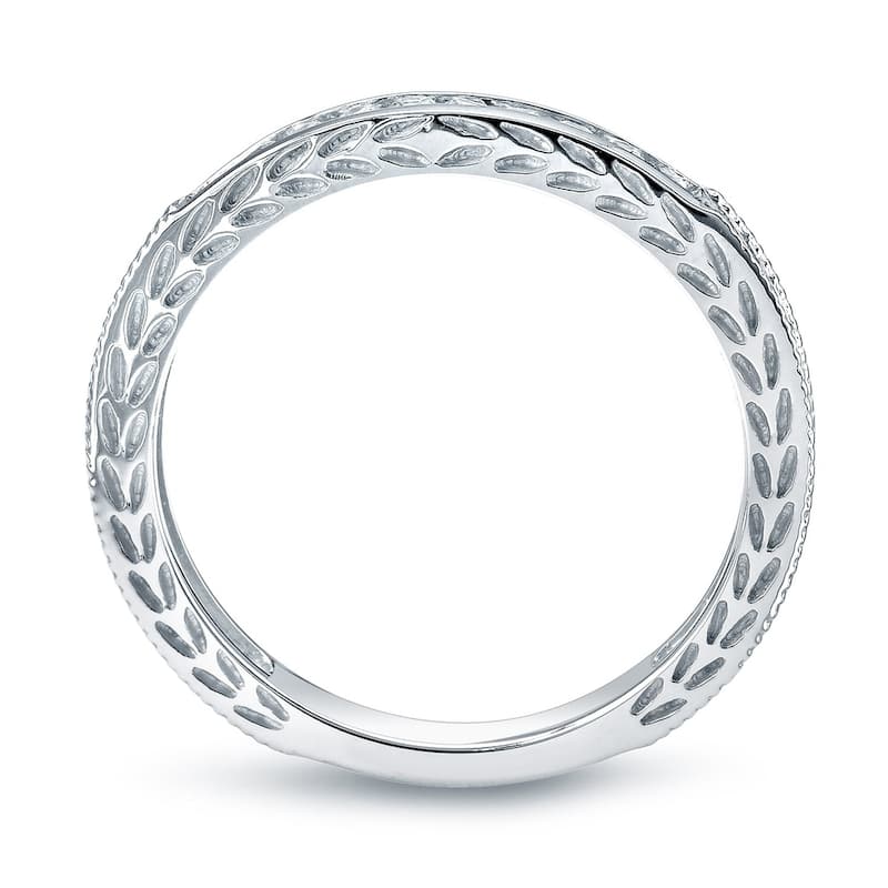 Auriya 10k Gold 1/8ctw Vintage Carved Diamond Wedding Band
