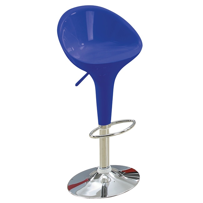 Sybill Adjustable Blue Chrome Finish Air Lift Stools (set Of 2)