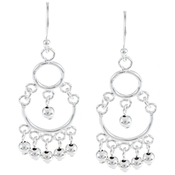 La Preciosa Sterling Silver Multi sized Circles with Beads Dangling Earrings La Preciosa Sterling Silver Earrings