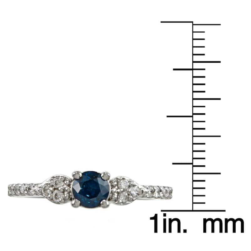 14k Gold 2/3ctw Blue and White Diamond Engagement Ring (G-H, I1-I2)