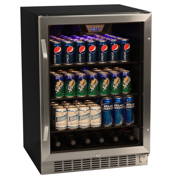 EdgeStar 148-can Black/ Stainless Steel Beverage Cooler - 14313635 ...