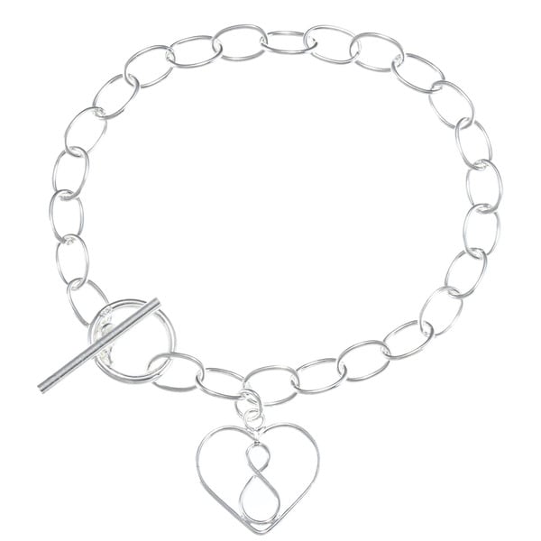 Shop La Preciosa Sterling Silver Open Heart with Infinity Symbol Toggle ...