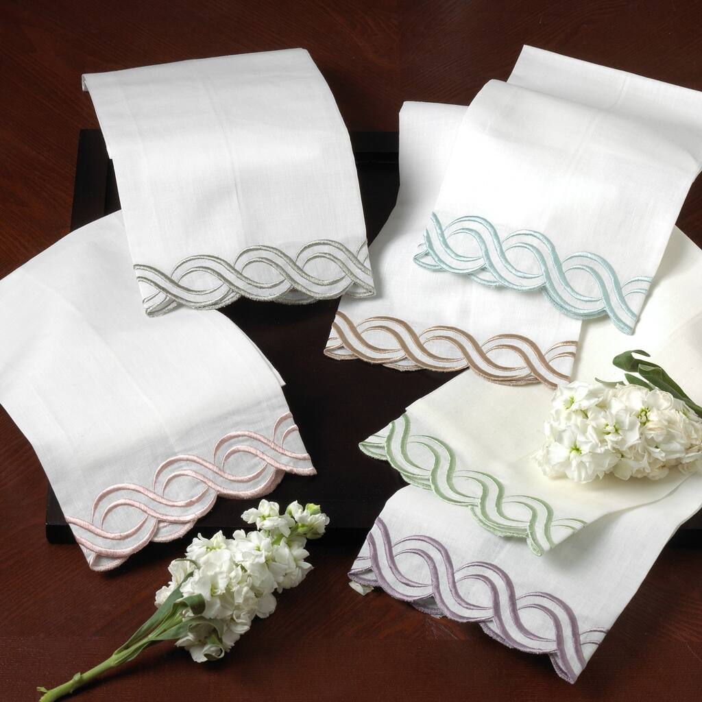 Embroidered-trim Hand and Bar Towels (Set of 4)