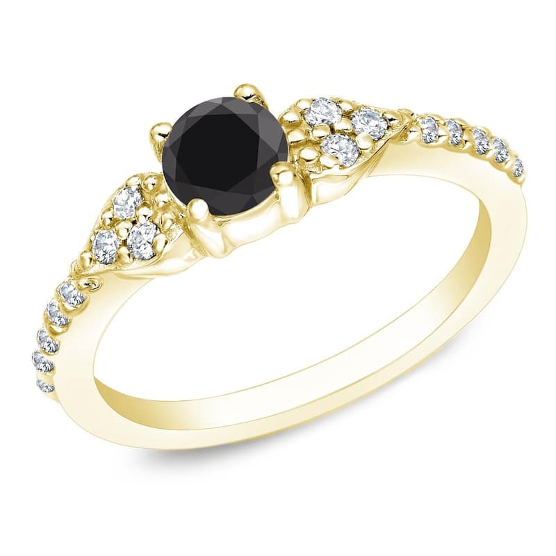 Auriya 14k Gold 2/3ctw Black Diamond Engagement Ring (G-H, I1-I2)