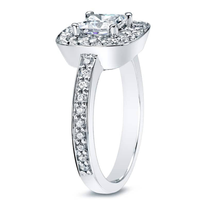 Auriya 14k Gold 1 1/2ctw Square Princess-cut Halo Diamond Engagement Ring