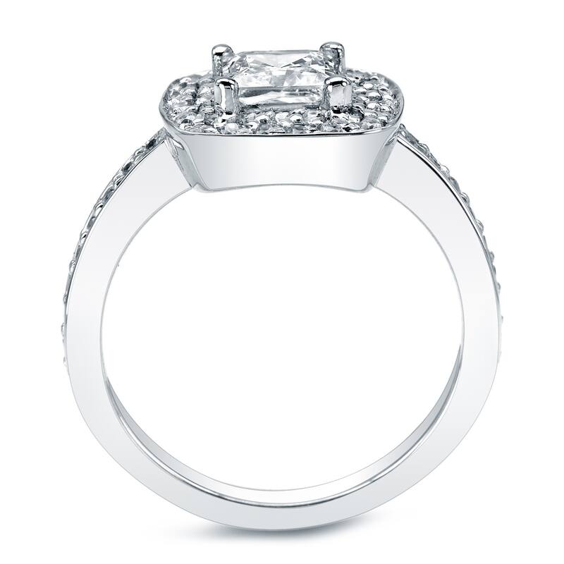 Auriya 14k Gold 1 1/2ctw Square Princess-cut Halo Diamond Engagement Ring