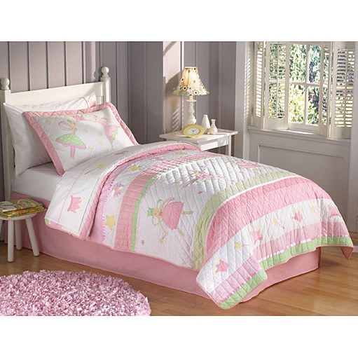 Fairy Ballerina Applique 3 piece Quilt Set