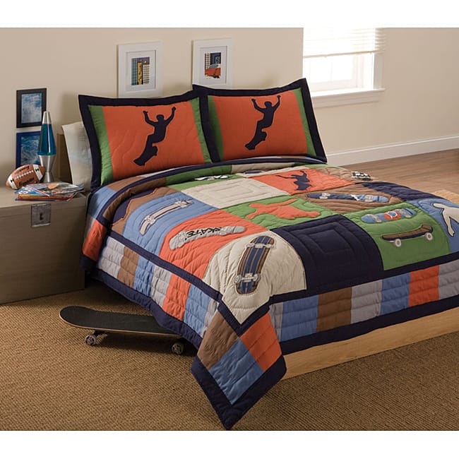 Cool Skate Applique 3-piece Quilt Set