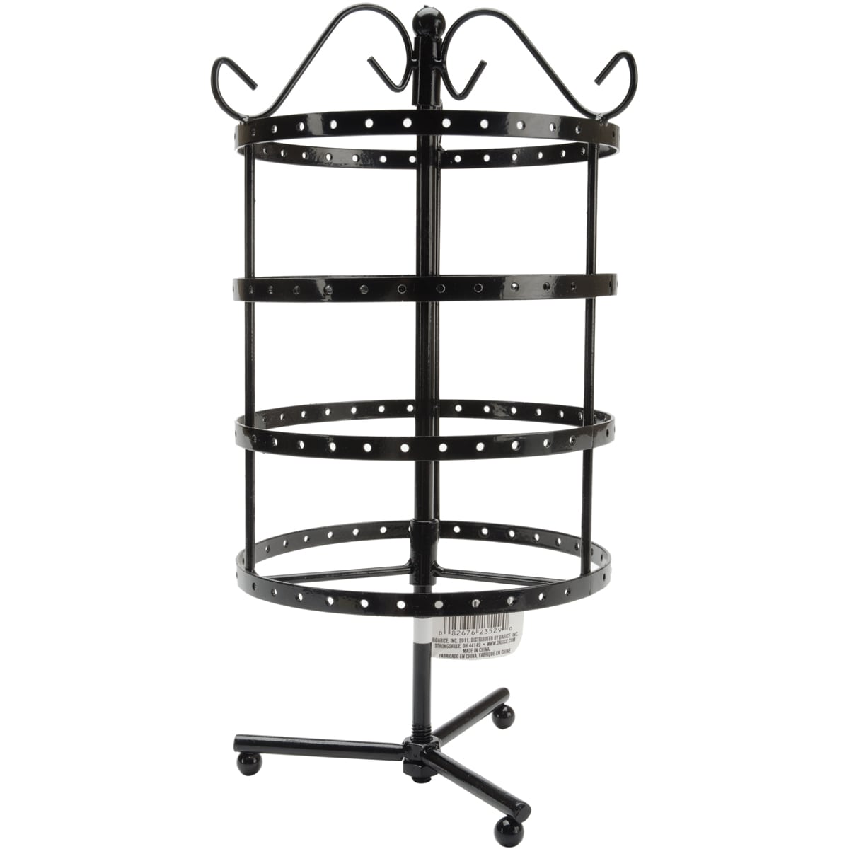 4 Tier Round Metal Spinner Earring Rack 6.5x6.3x8.9 black