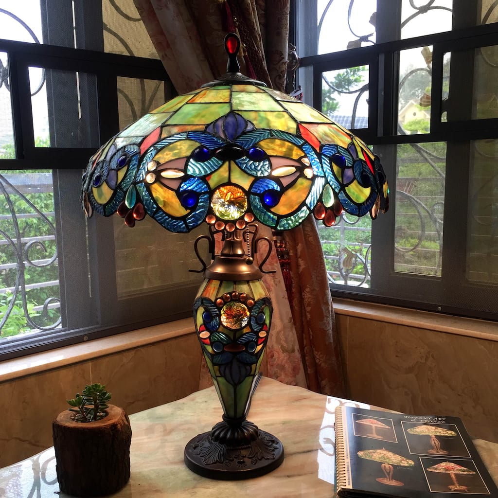 Tiffany Style Victorian Design 2 and 1-light Table Lamp