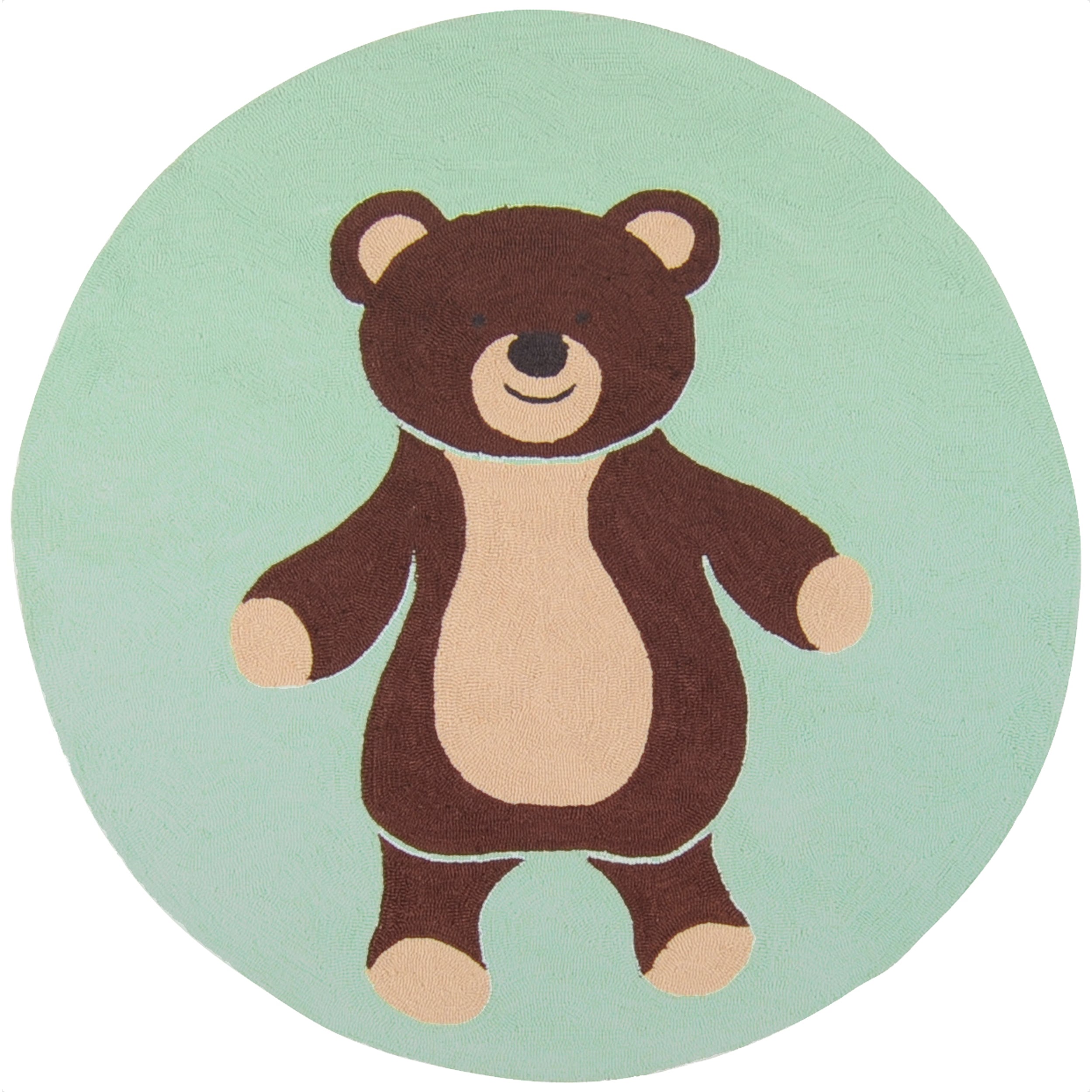 Hand hooked Green/multicolored Bear Portage Rug (8 Round)