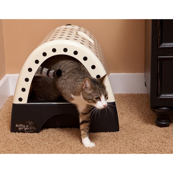 Kitty A Go Polka Dot Print Designer Cat Litter Box Free Kitty A Go Polka Dot Print Designer Cat Litter Box