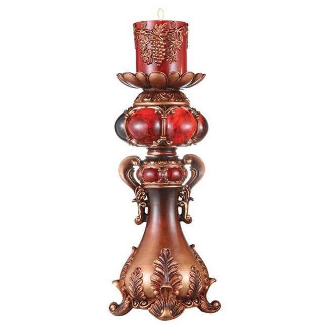 Red/ Brown 16-inch High Candleholder