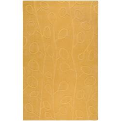 Hand crafted Solid Yellow Floral Oconto Wool Rug (2' x 3') Surya Accent Rugs