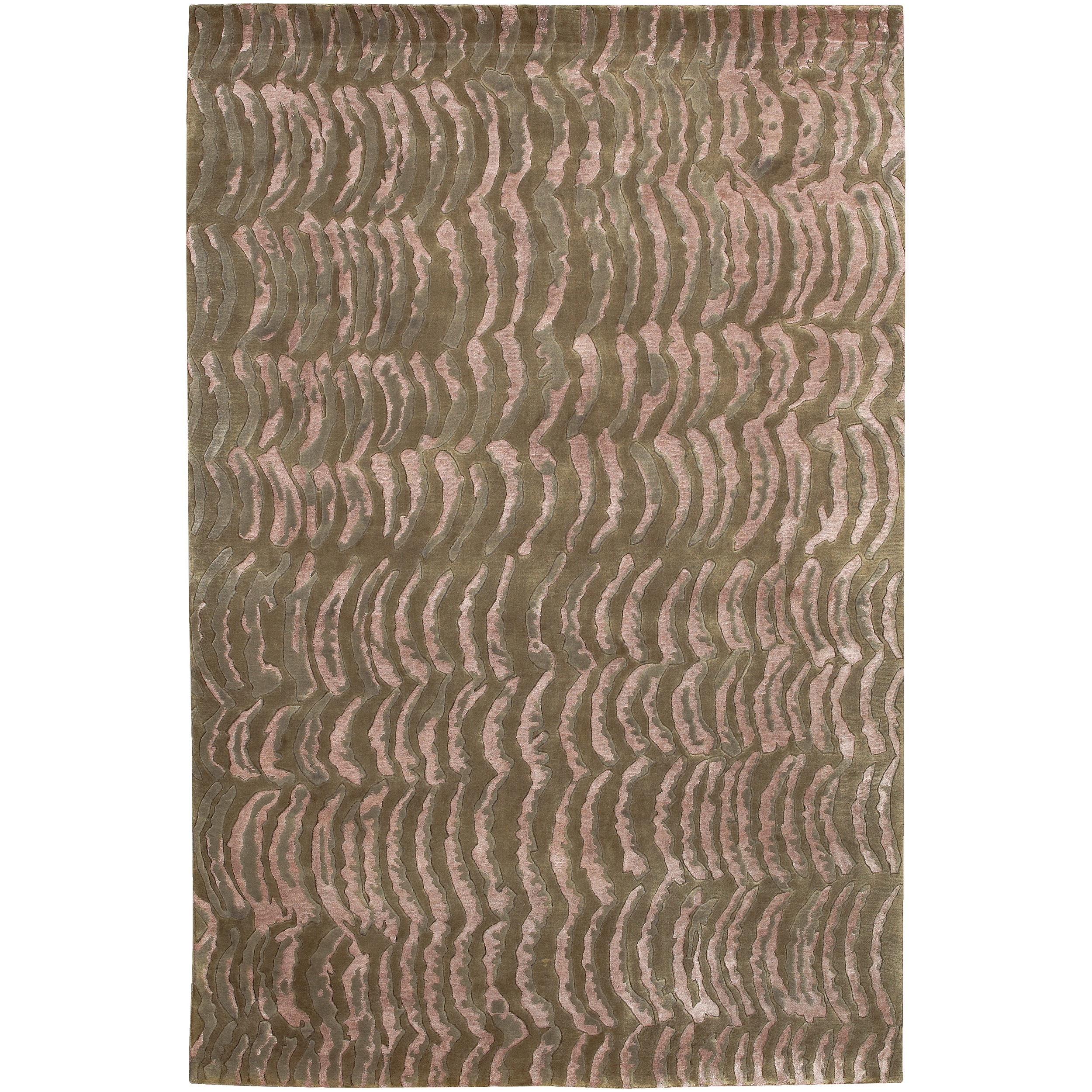 Julie Cohn Rose/moss Hand knotted Multicolored Vilas Abstract Design Wool Rug (4 X 6)