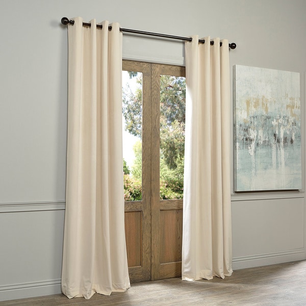 Shop EFF Ivory Grommet Velvet Blackout Curtain Panel - Free Shipping ...