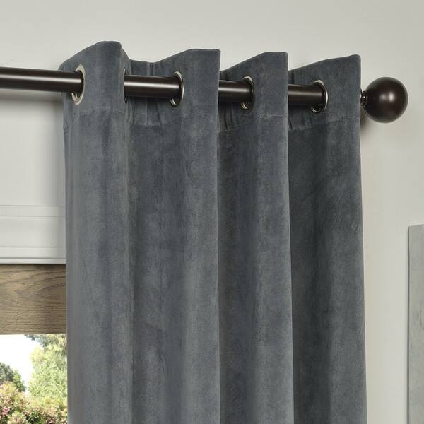 Shop Exclusive Fabrics Natural Grey Grommet Velvet Blackout