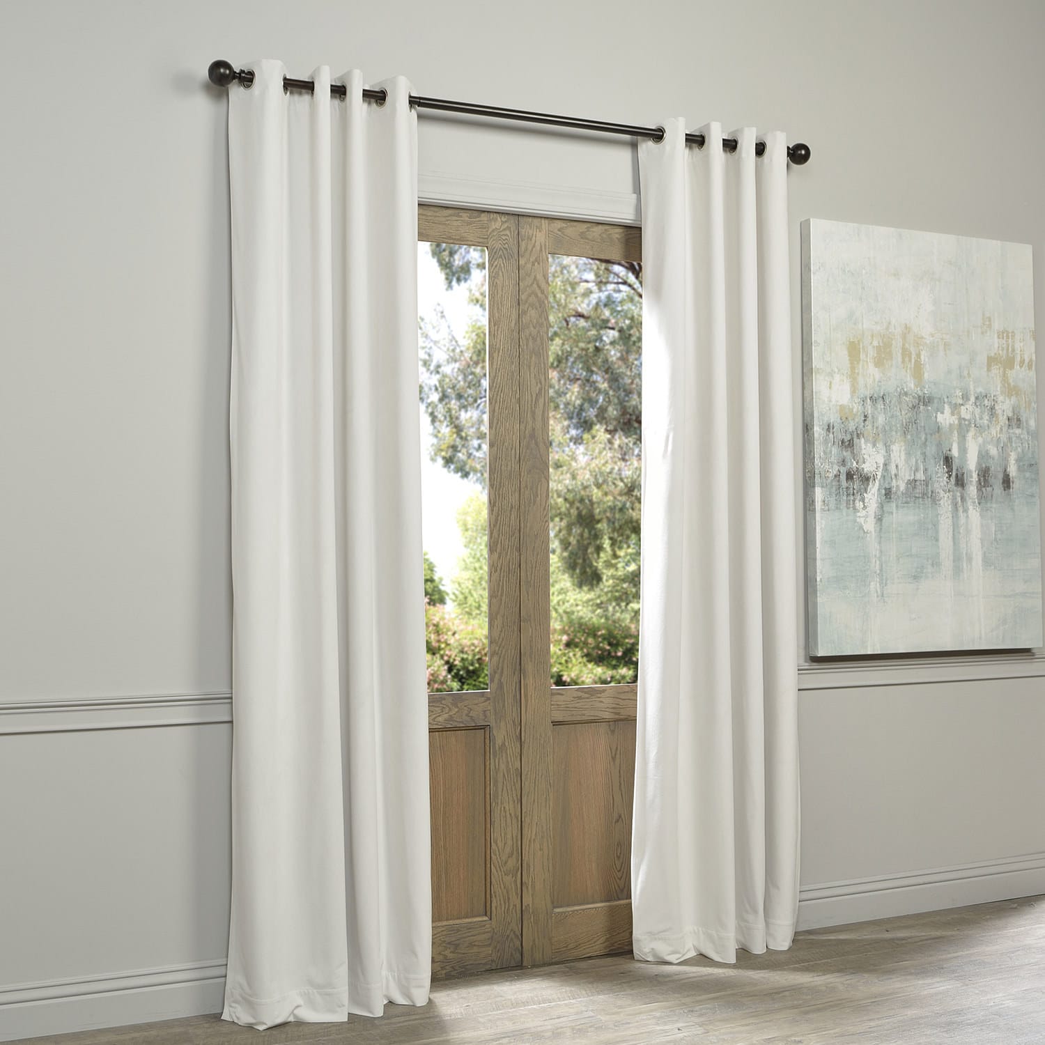 Shop Eff Off White Grommet Velvet Blackout Curtain Panel 84 As