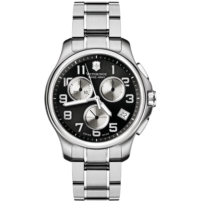 victorinox men's chronograph officer stainless steel bracelet watch 42mm