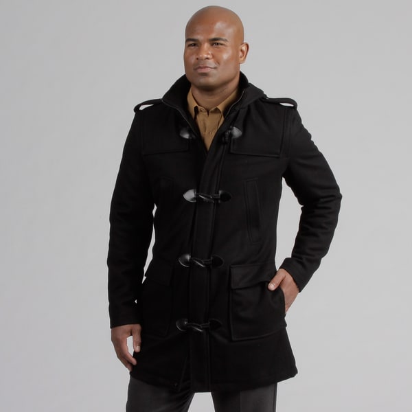 Shop Black Rivet Men's Toggle Hooded Wool Blend Coat FINAL SALE - Free ...