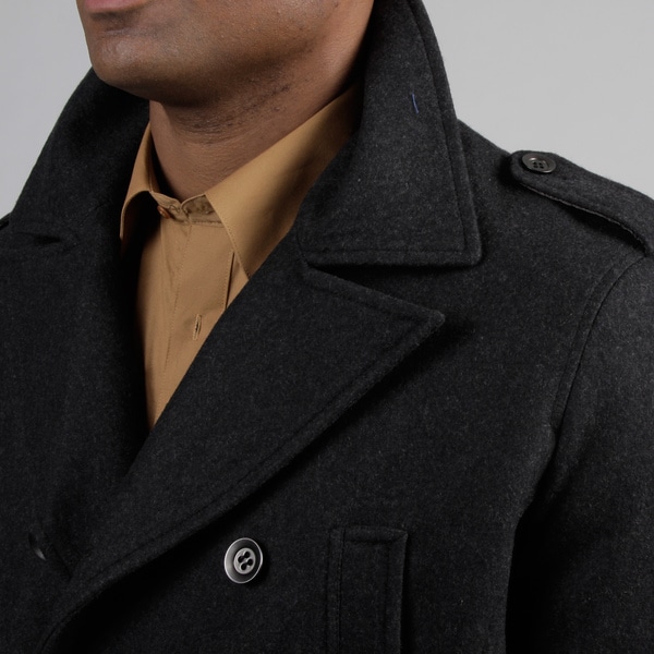 black rivet peacoat with hood