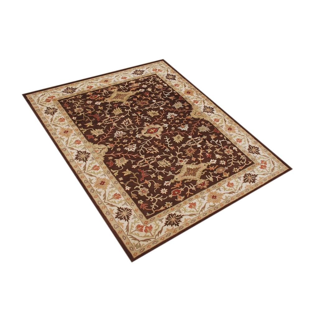 Alliyah Handmade Chocolate Brown New Zealand Blend Wool Rug - 5' x 8'