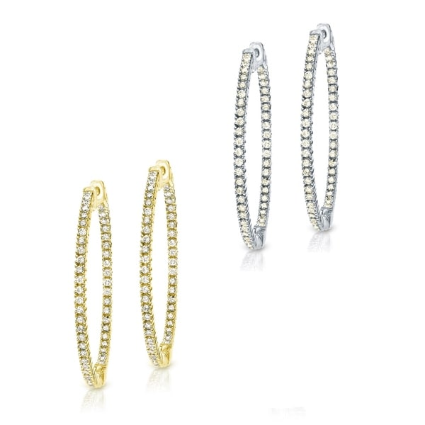 14k Gold Extra Large 4 1 4ct Tdw Diamond Hoop Earrings By 14k Gold Extra Large 4 1 4ct Tdw Diamond Hoop Earrings By Auriya