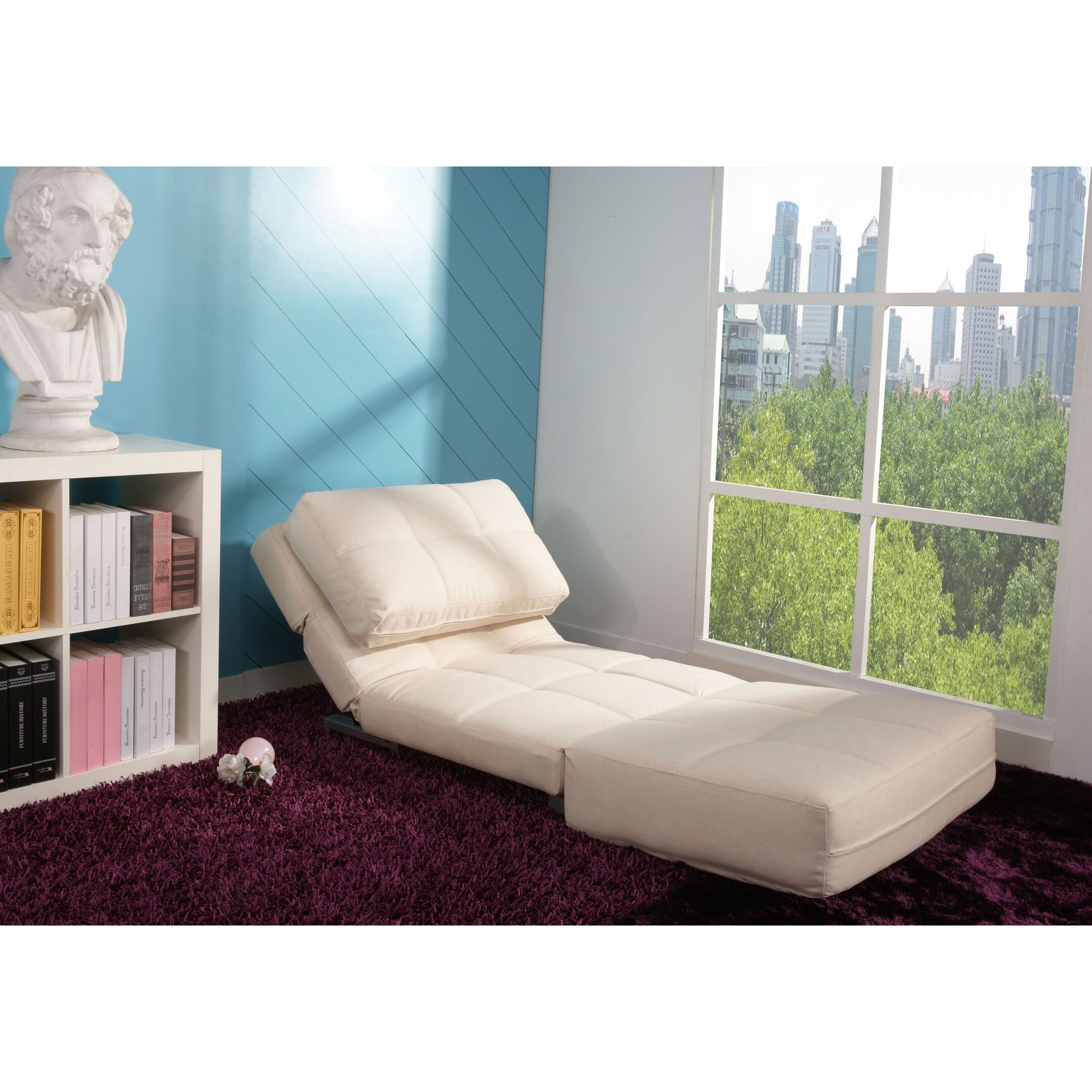 New York Ivory Convertible Chair Bed