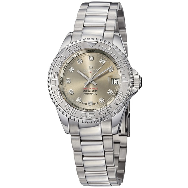 Kadloo Women's 80886 GR 'Match Race' Grey Diamond Dial Stainless Steel Watch Women's More Brands Watches