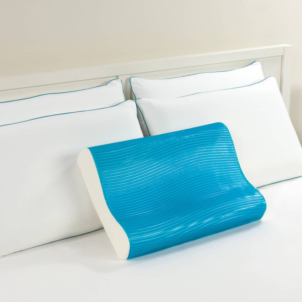 Comfort Memories Blue Wave Memory Foam and Gel Contour Pillow