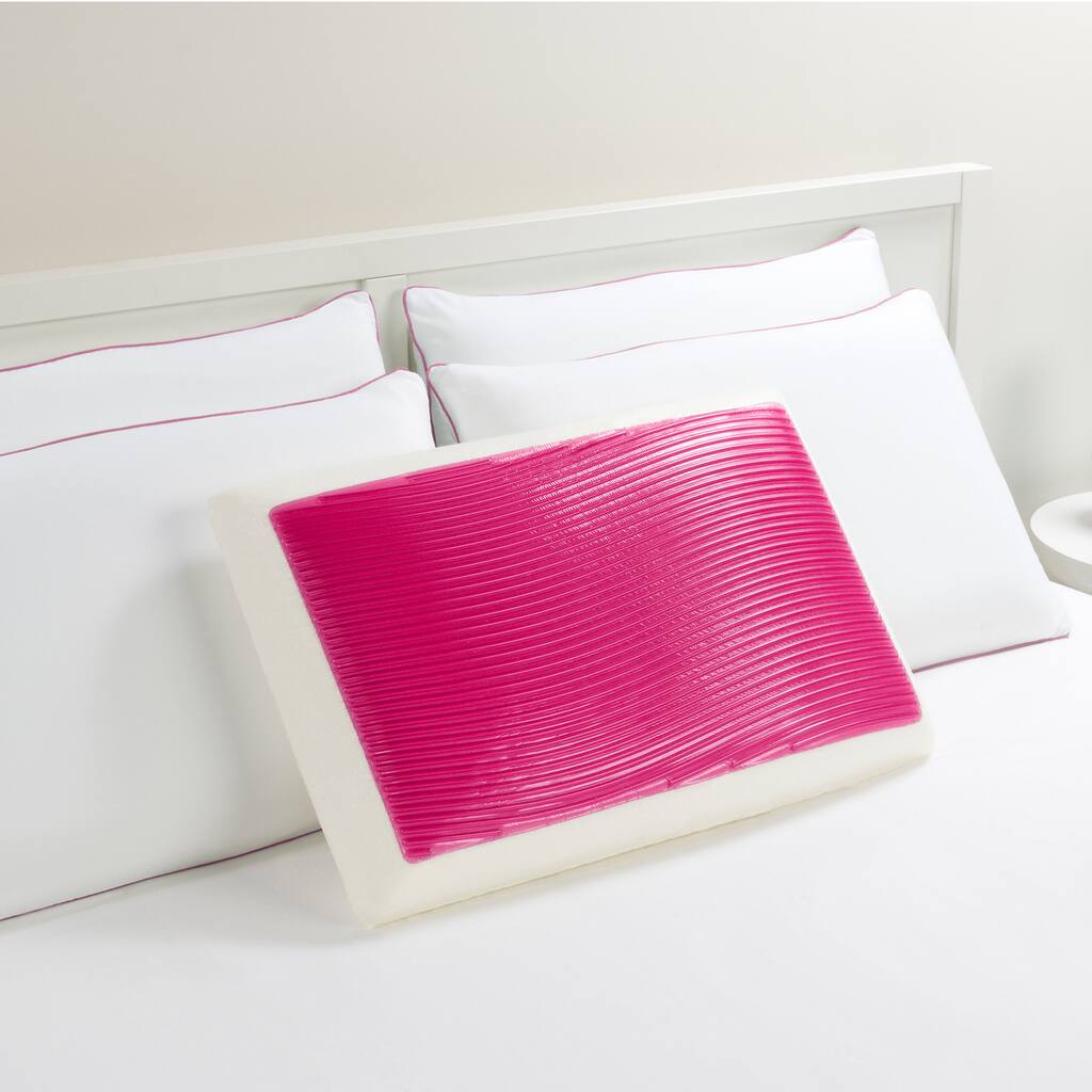 Comfort Revolution Pink Wave Memory Foam and Gel Bed Pillow
