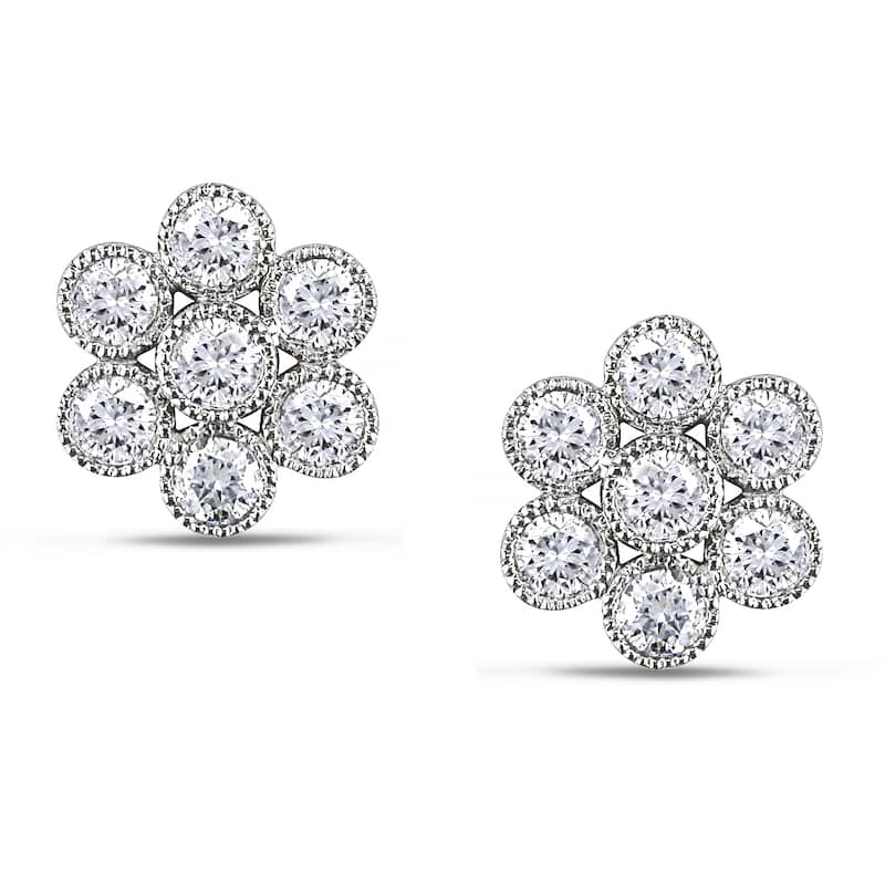 Miadora 14k White Gold 1ct TDW Diamond Stud Earrings