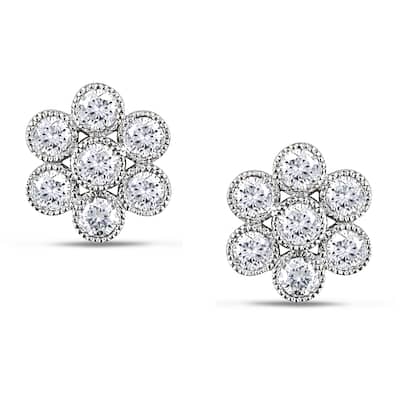 Miadora 14k White Gold 1ct TDW Diamond Stud Earrings