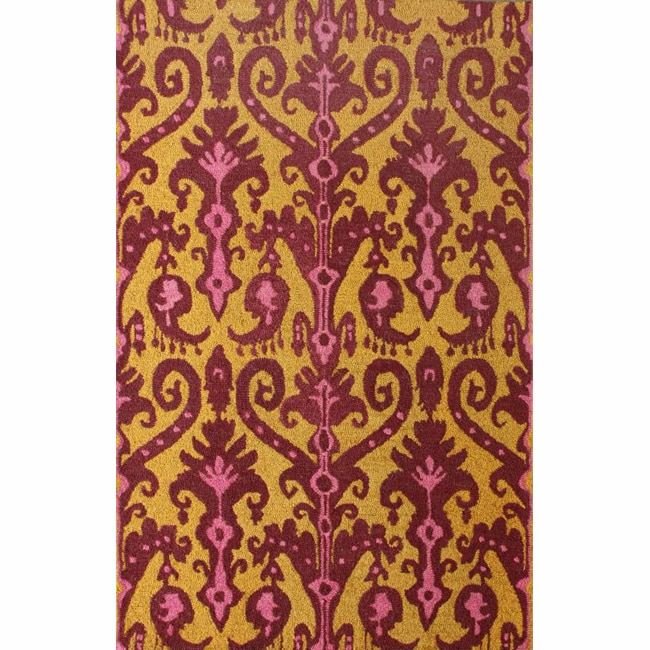 Nuloom Handmade Modern Ikat Gold Wool Rug (5 X 76)