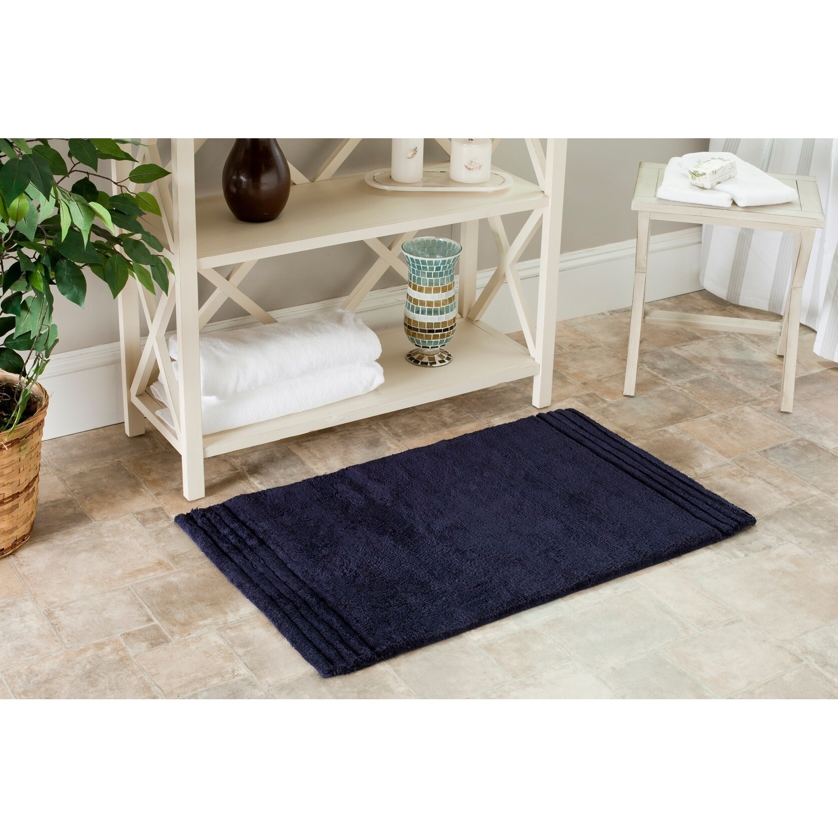 navy bath rug