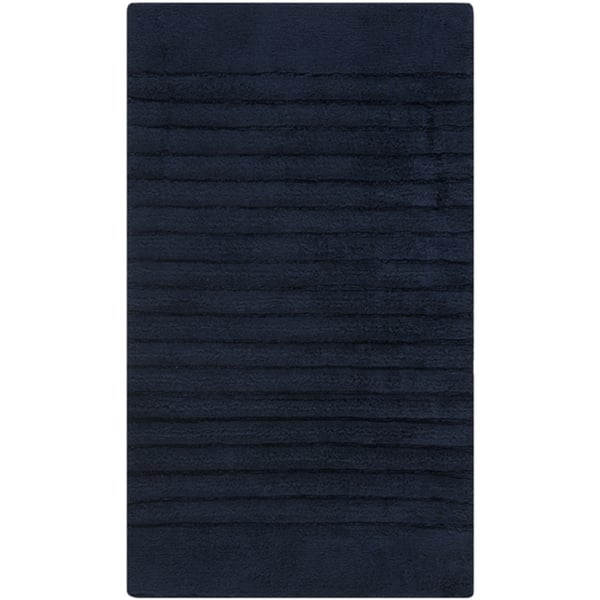 Bath Rug 18 in. x 48 in. Navy Blue Microfiber Memory Foam Bath