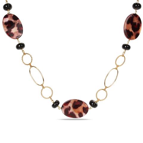 Miadora Goldtone Leopard Bead 30-inch Fashion Necklace