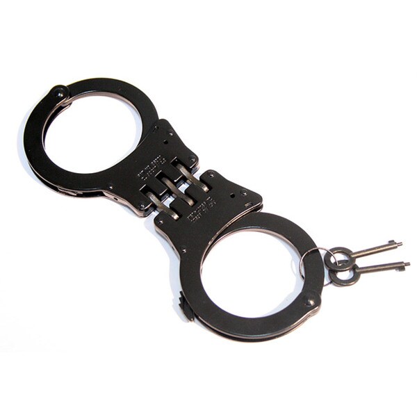 Defender Collectable Black Steel Hinged Heavy Duty Handcuffs