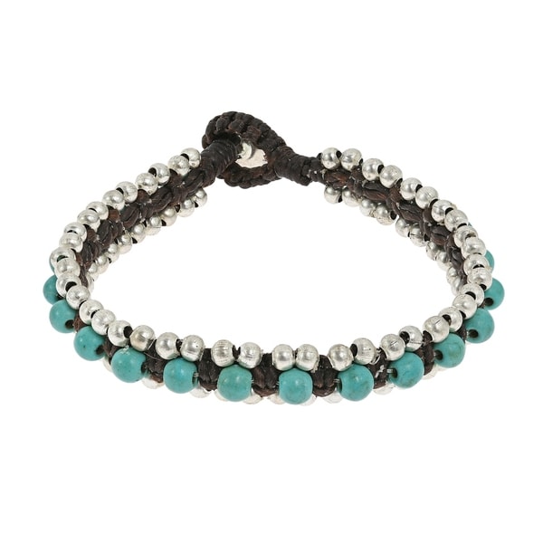 Handmade Tribal Turquoise Single Strand Toggle Bracelet (Thailand) - Blue