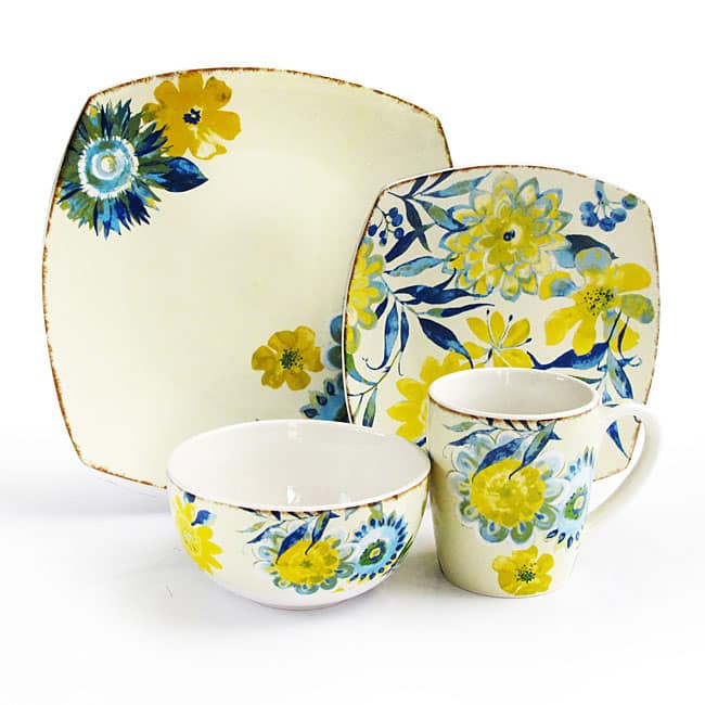 Waverly Fiore Di Acqua 16-piece Dinner Set