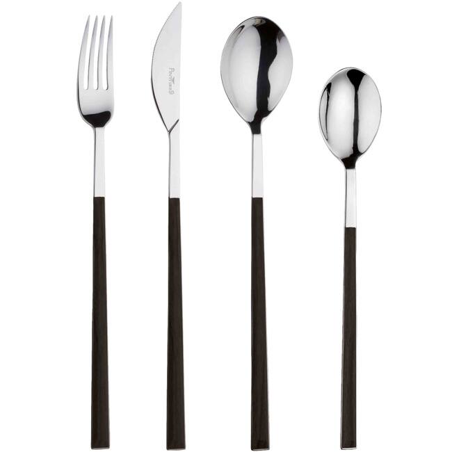 Red Vanilla Queen Sushi 24-Piece Ebony-Resin Flatware Set