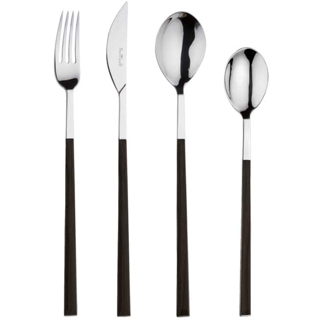 Red Vanilla Queen Sushi 24-Piece Ebony-Resin Flatware Set