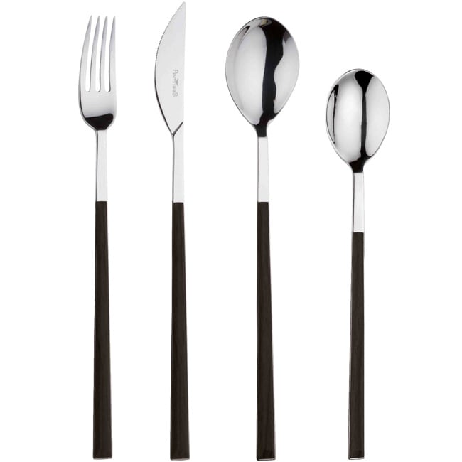 Red Vanilla Queen Sushi 24-Piece Ebony-Resin Flatware Set