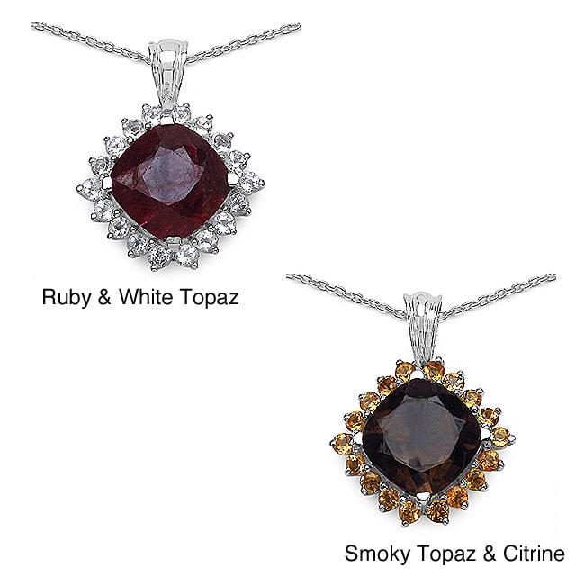 Malaika 7.49ctw Smoky Topaz and Citrine Sterling Silver Pendant