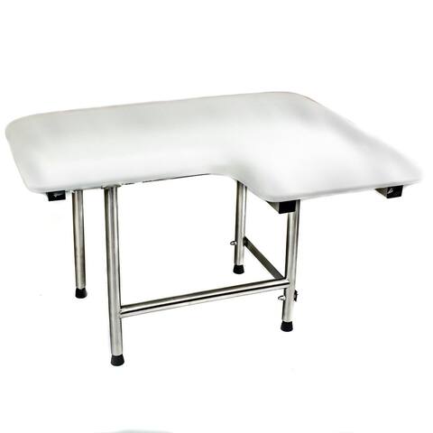 CSI Bathware Padded 28 in. W x 21 in. D Left Hand Folding Shower Seat with Swing Down Legs