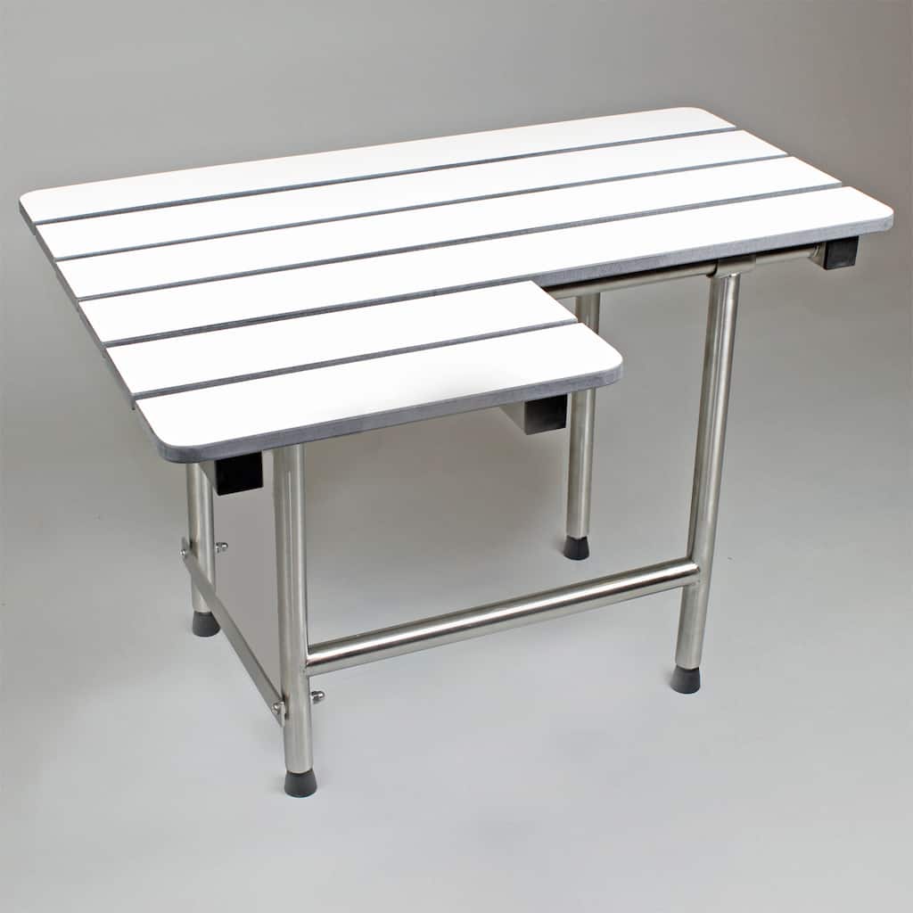 CSI Bathware 28-inch Right Hand Phenolic Shower Seat, Swing Down Legs