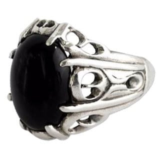 Handmade Sterling Silver Men's Music of the Night Onyx Ring (Indonesia)