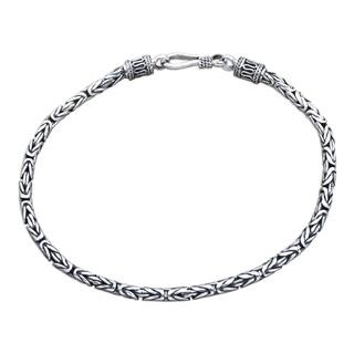 Sterling Silver Men S Bracelets Online At Our Handmade Borobudur Collection Buddhist Zen Inspired Naga Snake Mens Or Womens Sterling Silver Chain Bracelet